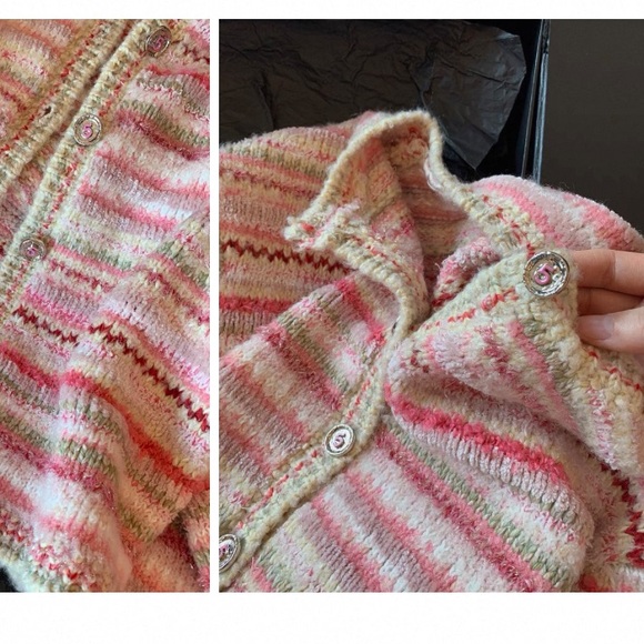 Multi-coloured striped knitted cardigan with button-up front #loungewear - Picture 9 of 9